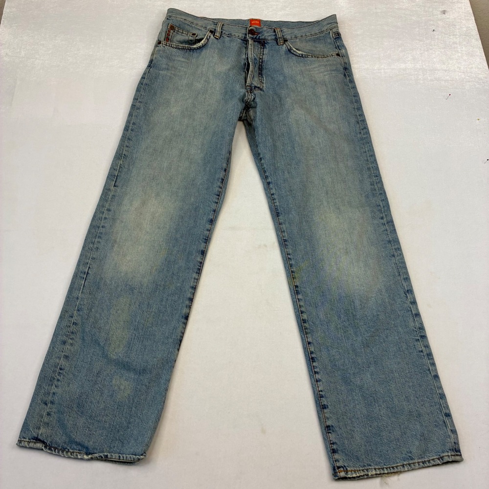 Hugo Boss Orange Label Jeans Mens 35x32 Light Blue Straight Leg Denim Italy - Picture 2 of 11